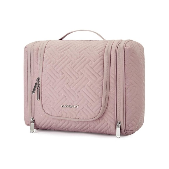 Bagsmart Atlas Hanging Organizer Makeup Toiletry Travel Case Pale Pink Rose New - Picture 2 of 14